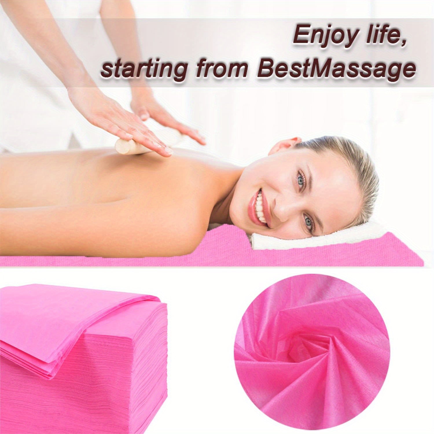 100pcs Disposable Massage Table Sheets - Breathable Non-Woven SPA Bed Covers, 31" x 70", Thin & Flexible, Pink, Not Waterproof, Perfect for Spa and Salon Use, Spa Gifts
